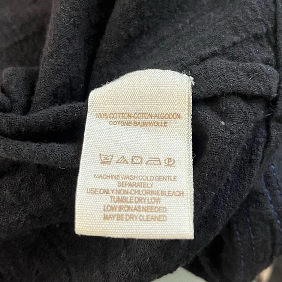 Free People Day Dreaming Black Button Front Balloon Sleeve Blouse Top FLAWED - Picture 11 of 11